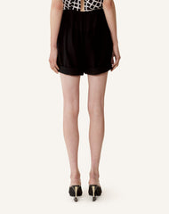 Short Plissé En Crêpe Black
