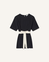 T-shirt Ceinturé En Coton Et Soie Black