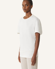 T-shirt Effet Cape En Coton Et Soie White