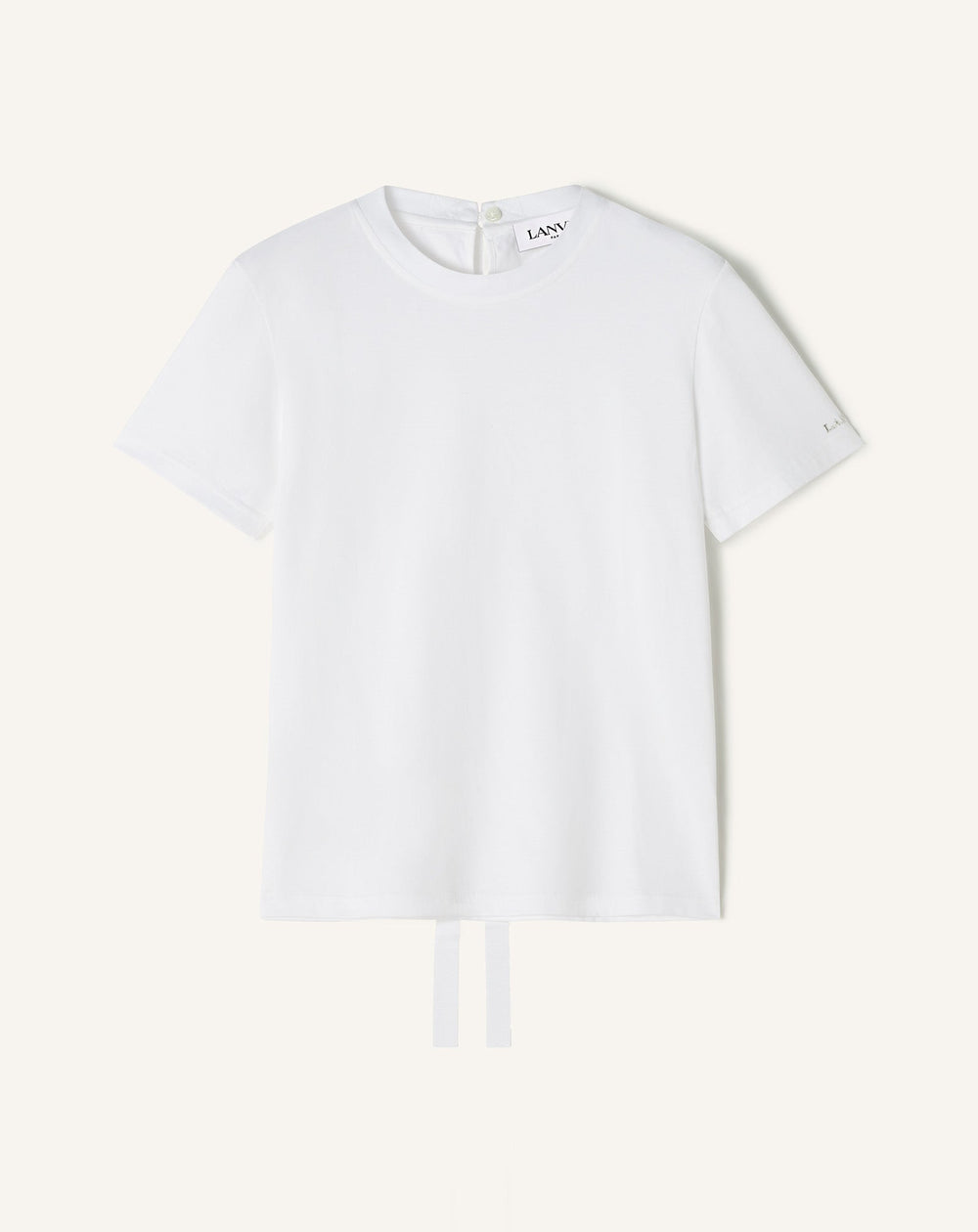 White Cotton T-shirt With Ribbon Detail