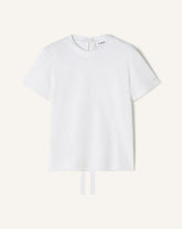 White Cotton T-shirt With Ribbon Detail