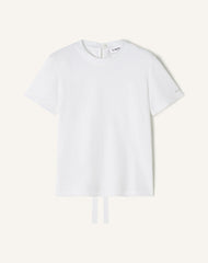 White Cotton T-shirt With Ribbon Detail
