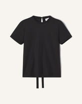Black Cotton T-shirt With Ribbon Detail