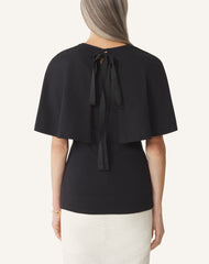 T-shirt À Cape En Coton Et Soie Black