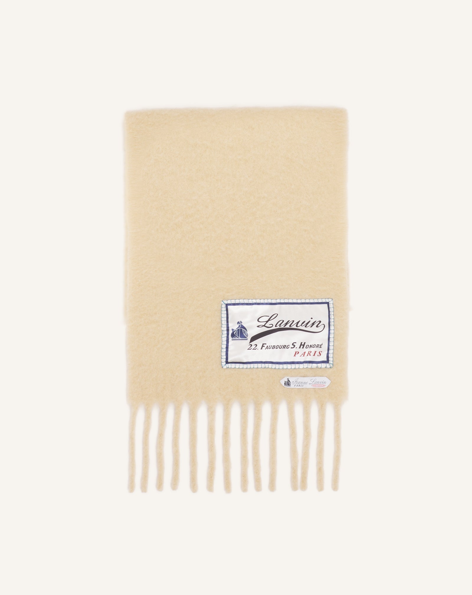 Écharpe À Franges Étiquette 22 Faubourg En Laine White