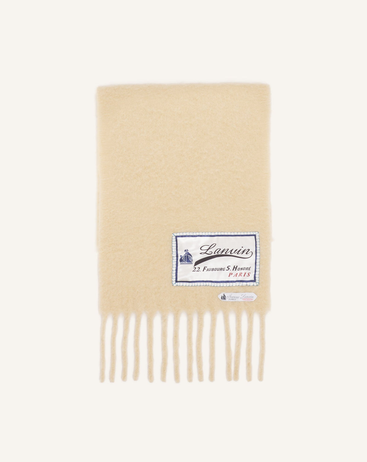 Écharpe À Franges Étiquette 22 Faubourg En Laine White
