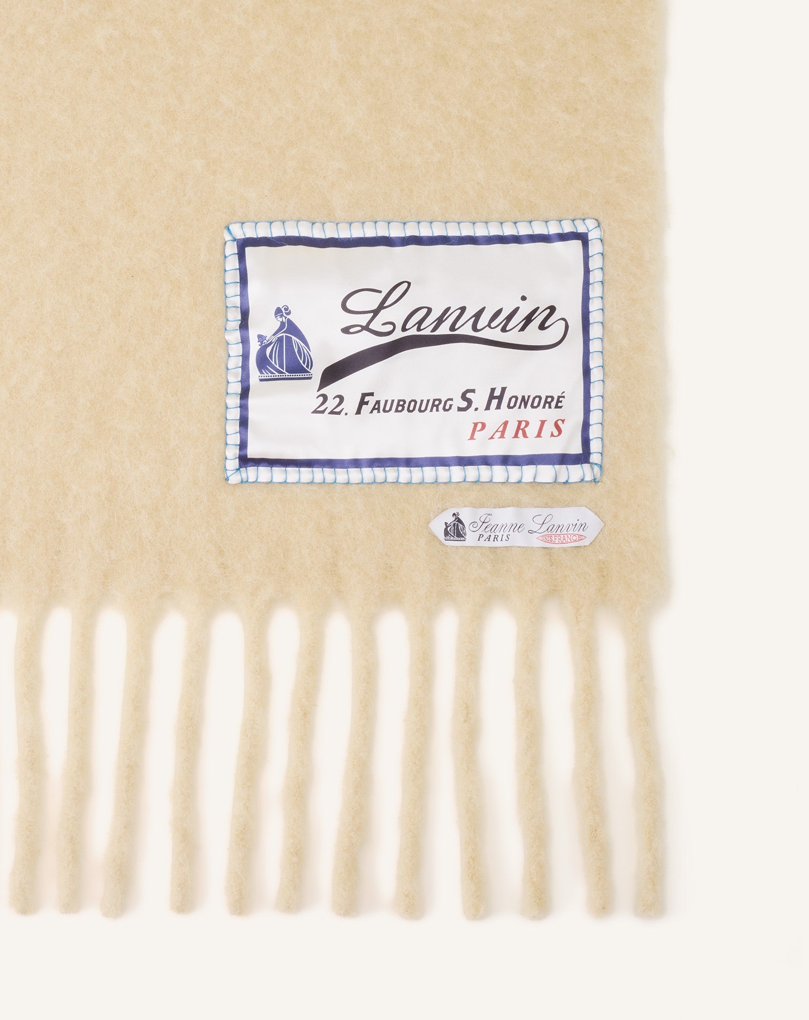 Écharpe À Franges Étiquette 22 Faubourg En Laine White