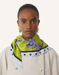 Foulard Triangle À Motifs Marguerite En Soie Green