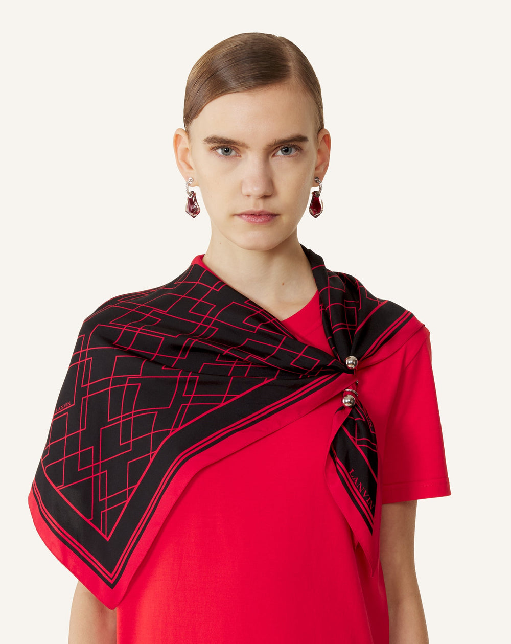 Top Bijou Motif Diamant Graphique Black