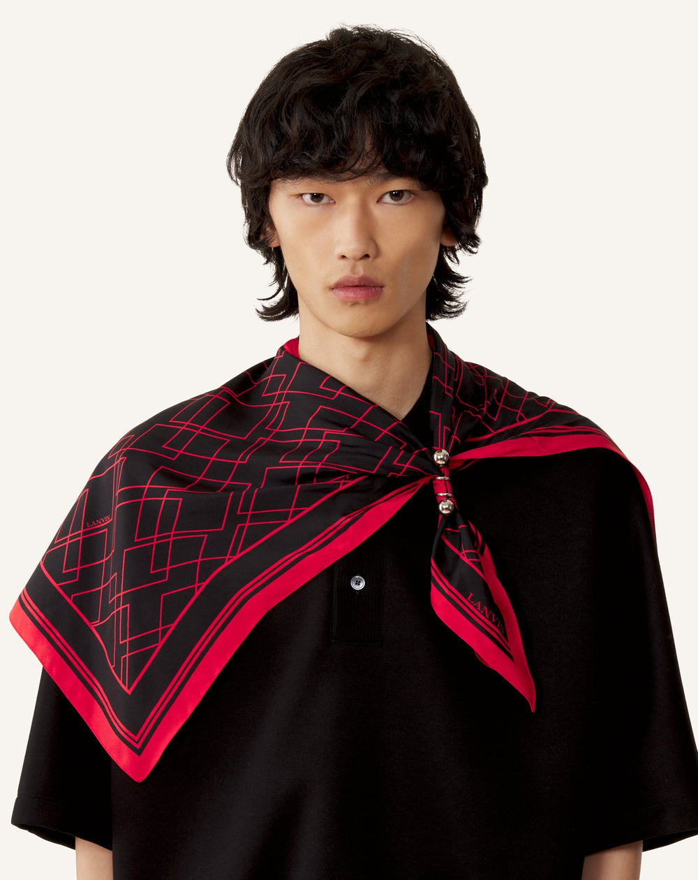 Top Bijou Motif Diamant Graphique Black