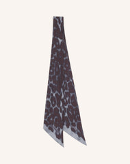 Grey Leopard Print Silk Twilly