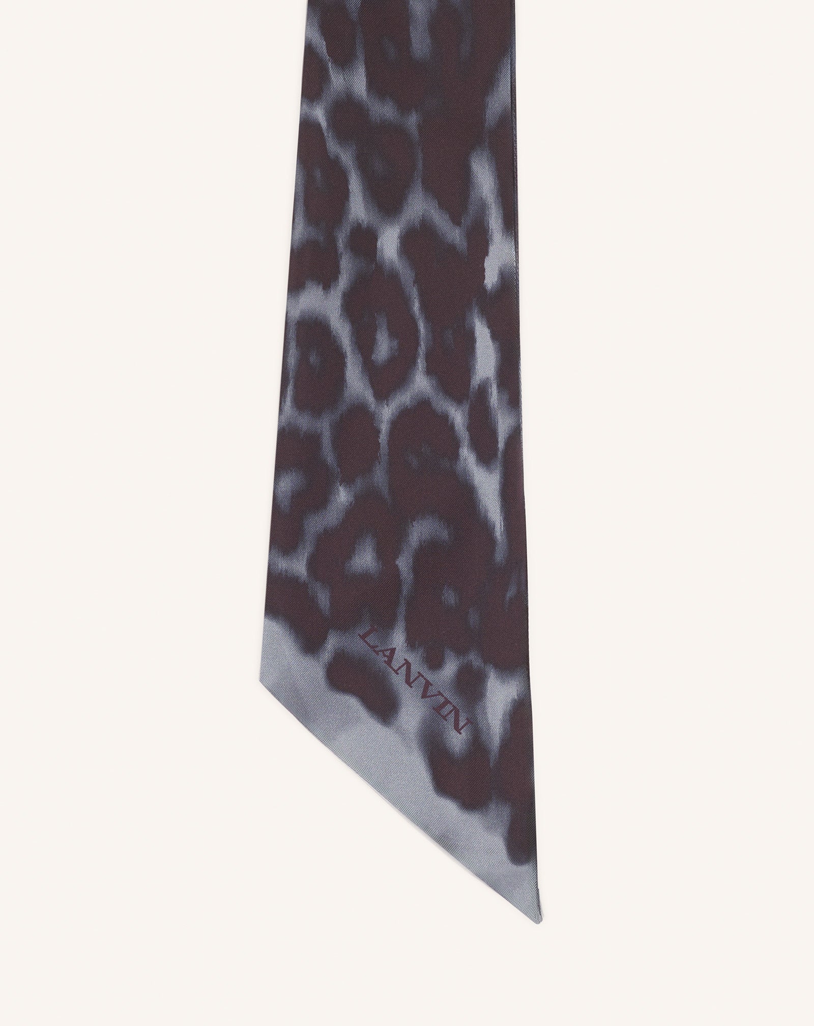 Grey Leopard Print Silk Twilly