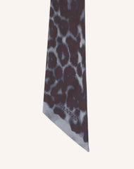 Grey Leopard Print Silk Twilly