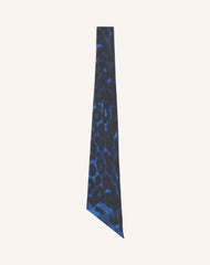 Blue Leopard Print Silk Twilly