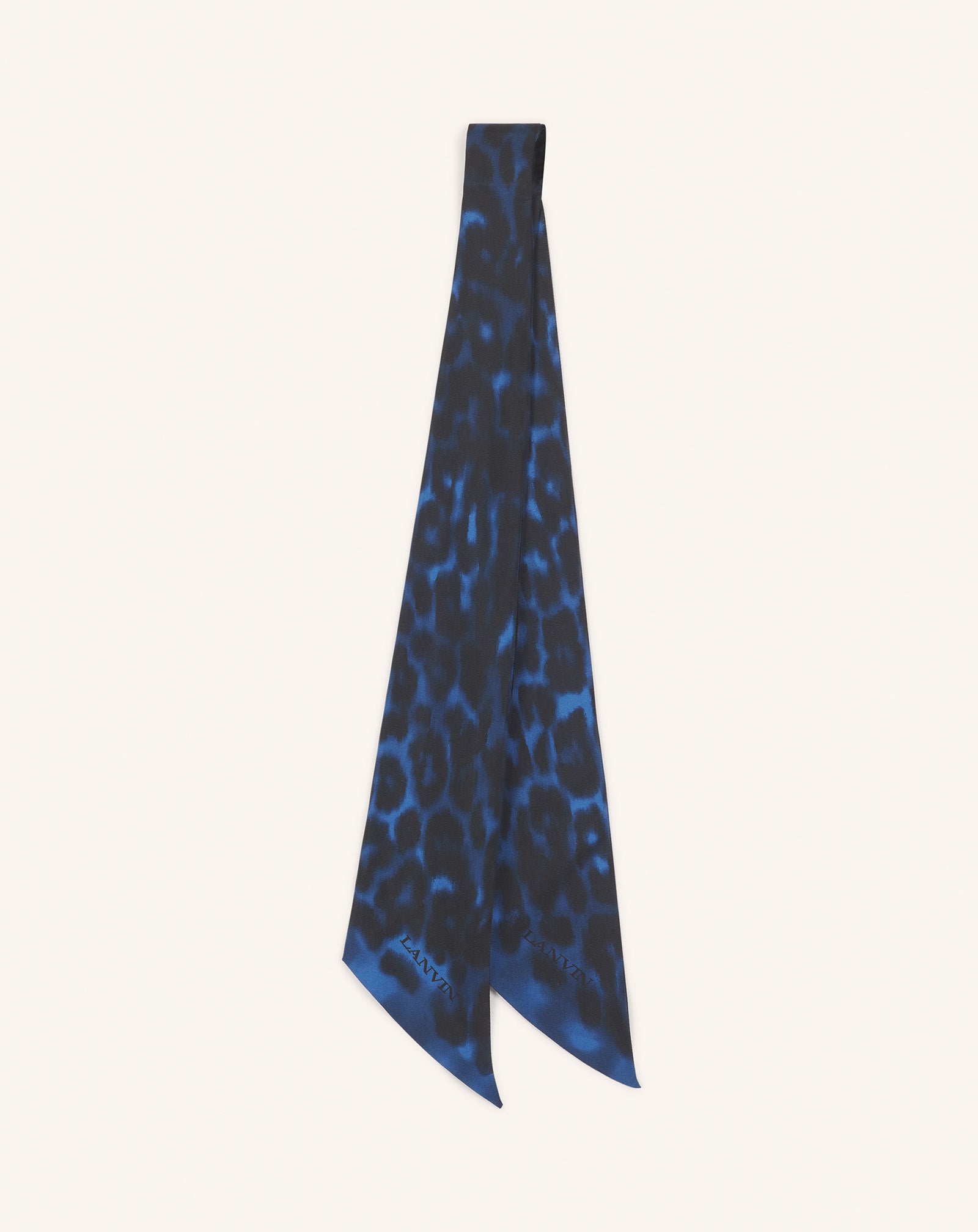 Blue Leopard Print Silk Twilly