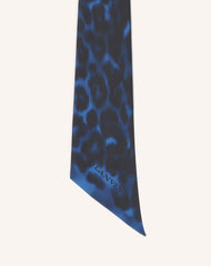 Blue Leopard Print Silk Twilly