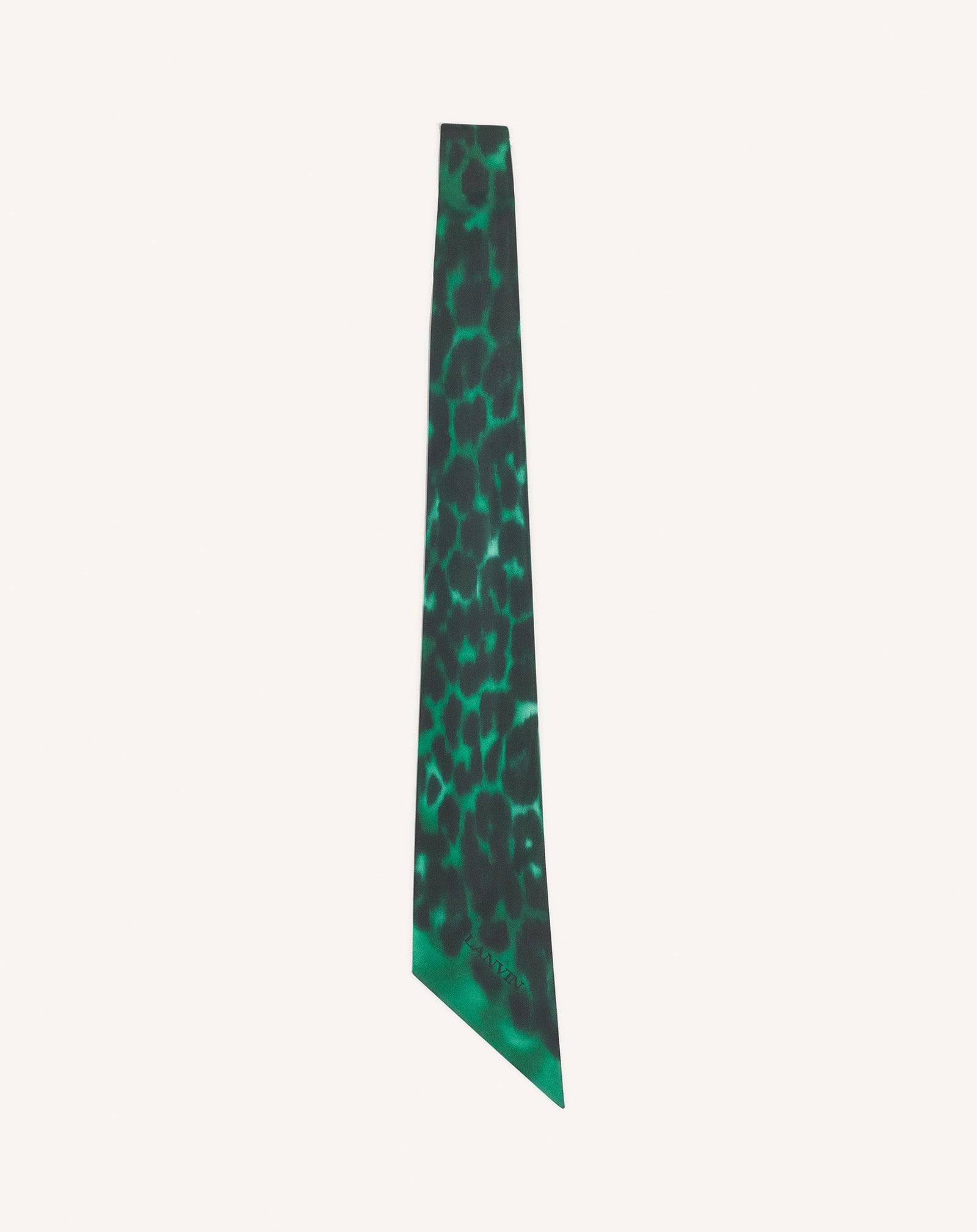 Green Leopard Print Silk Twilly