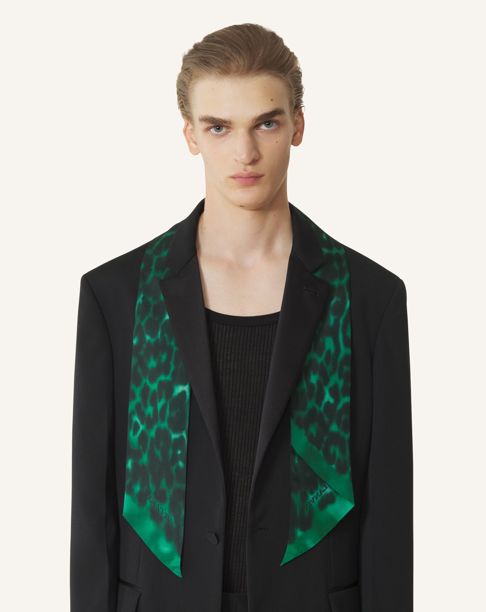 Green Leopard Print Silk Twilly