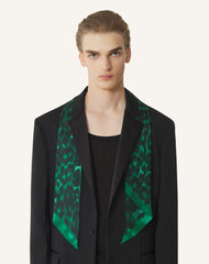 Green Leopard Print Silk Twilly
