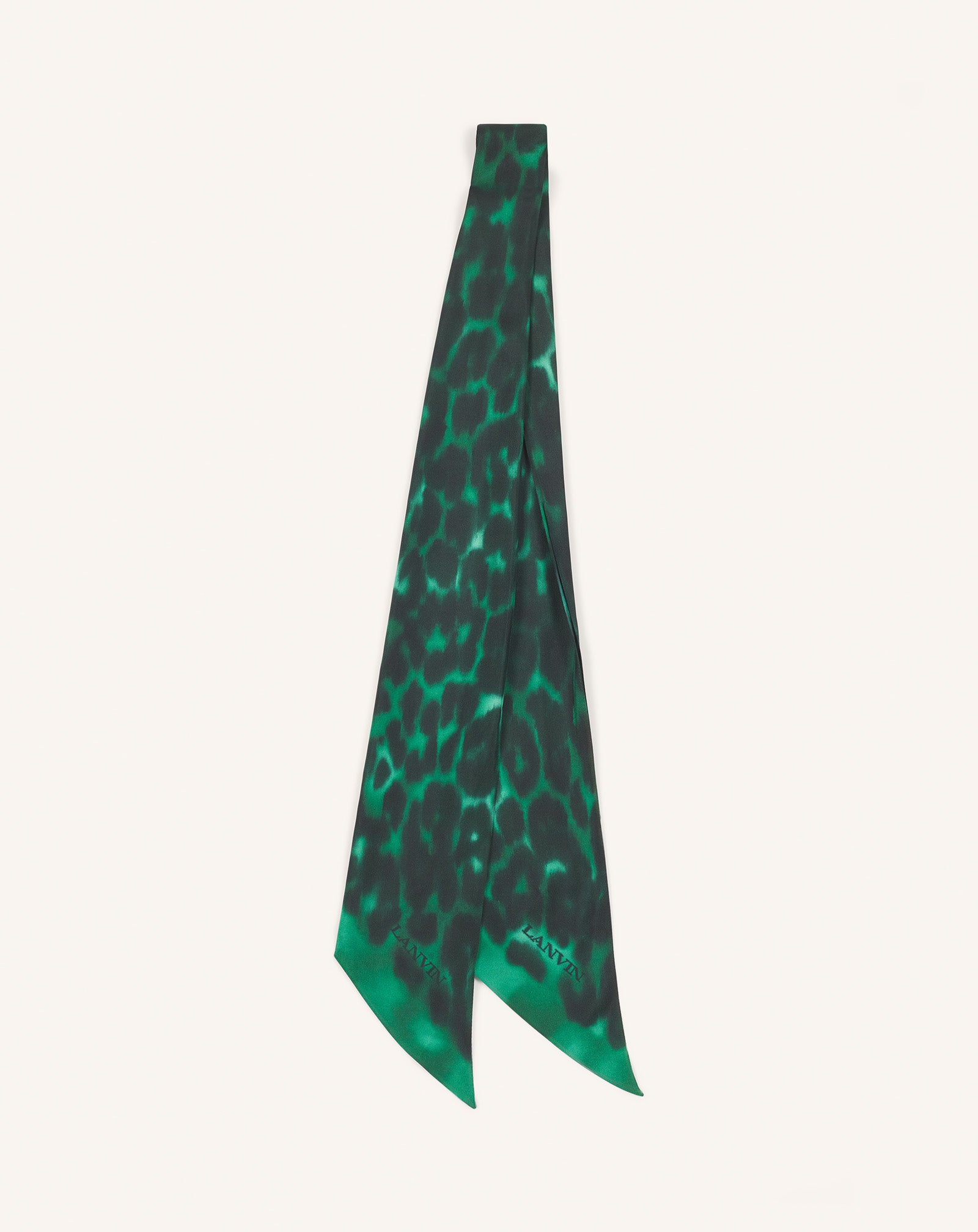 Green Leopard Print Silk Twilly