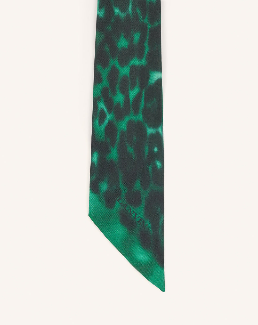 Green Leopard Print Silk Twilly