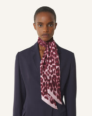Pink Leopard Print Silk Twilly