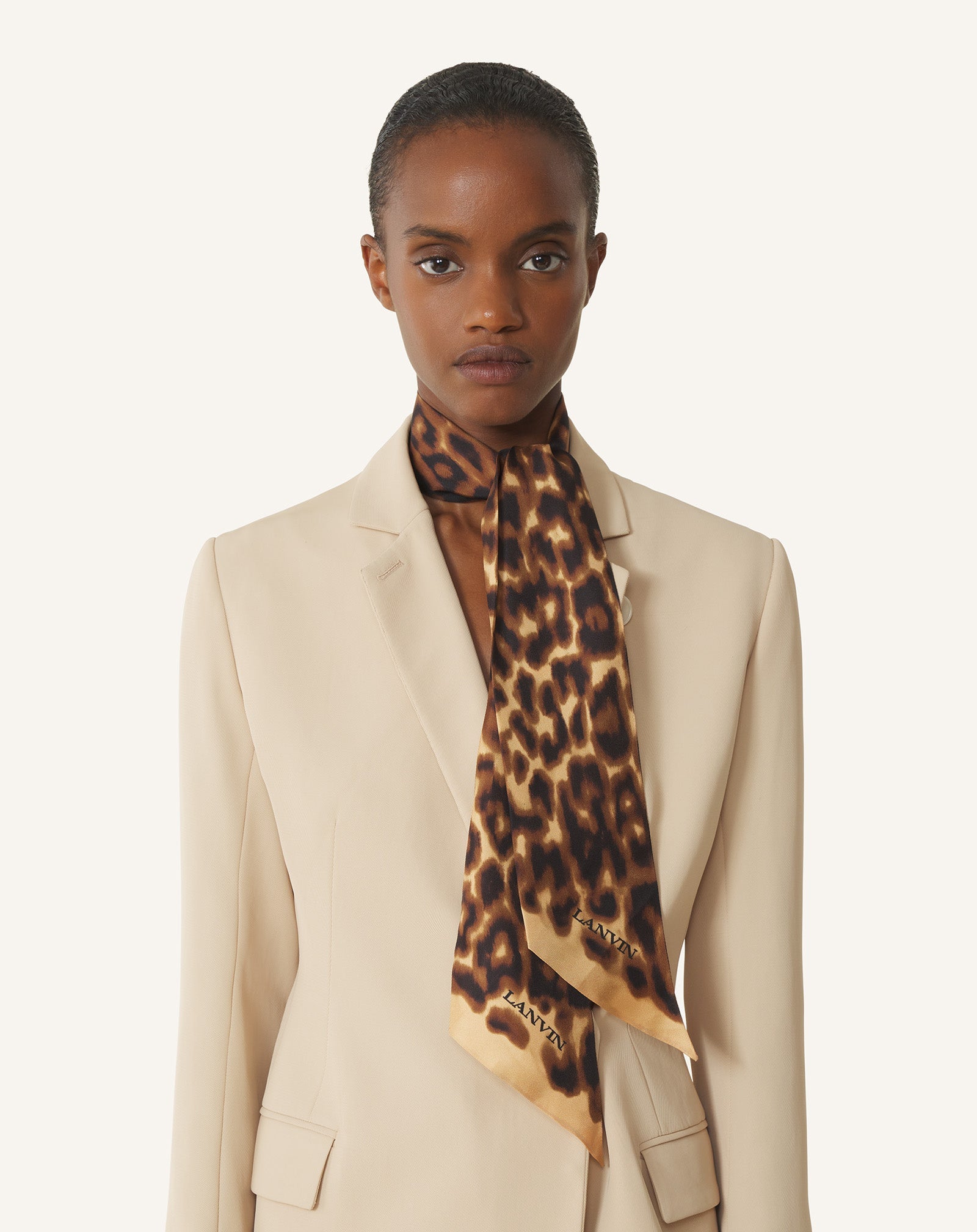 Multicolor Leopard Print Silk Twilly