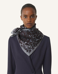 Grey Leopard Print Silk Scarf