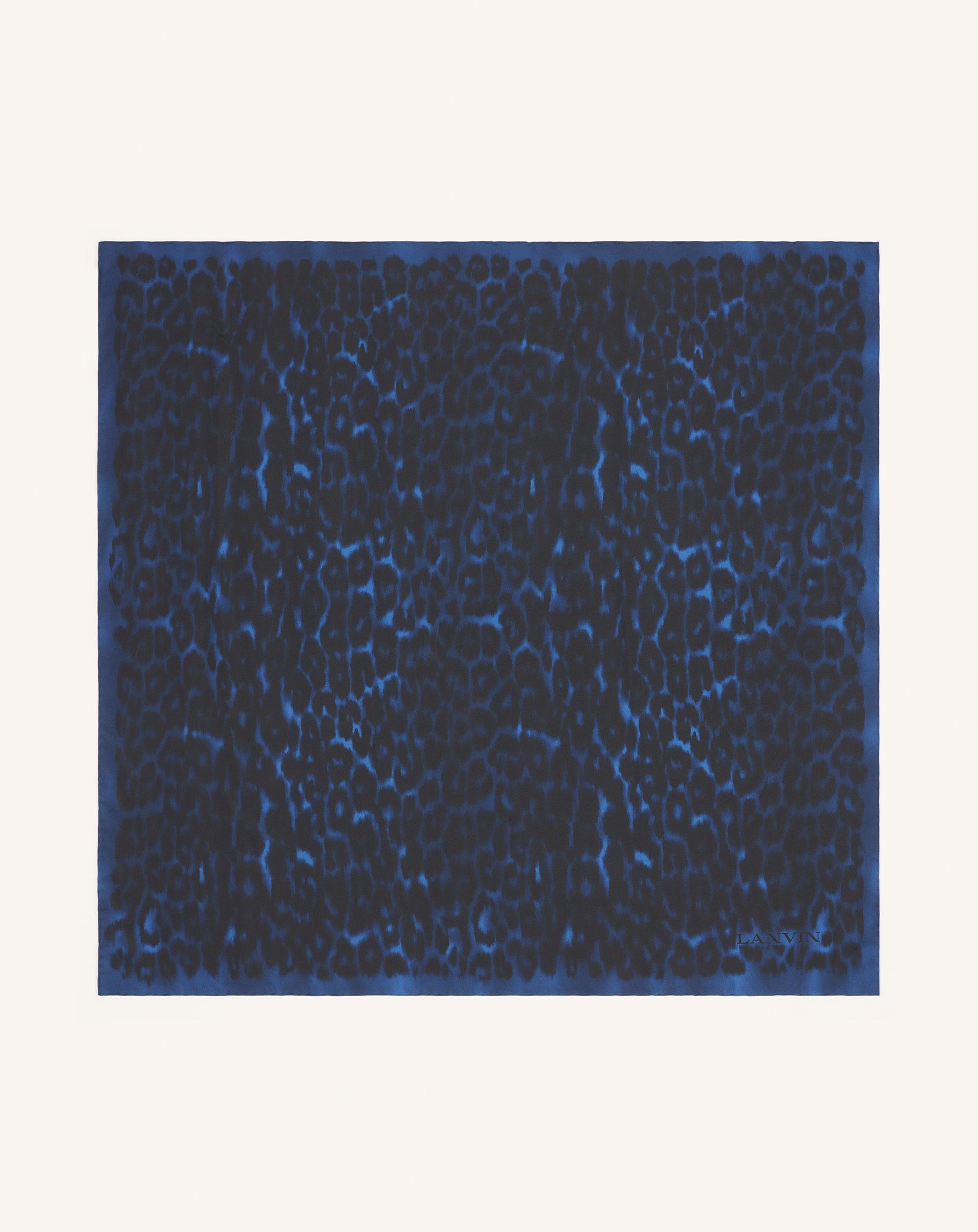 Blue Leopard Print Silk Scarf