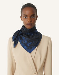 Blue Leopard Print Silk Scarf