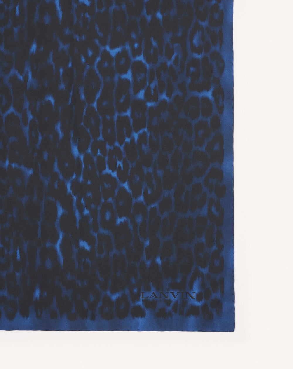 Blue Leopard Print Silk Scarf