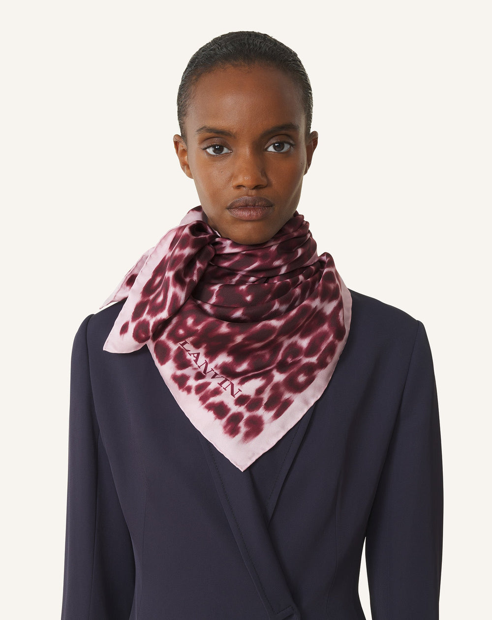 Pink Leopard Print Silk Scarf