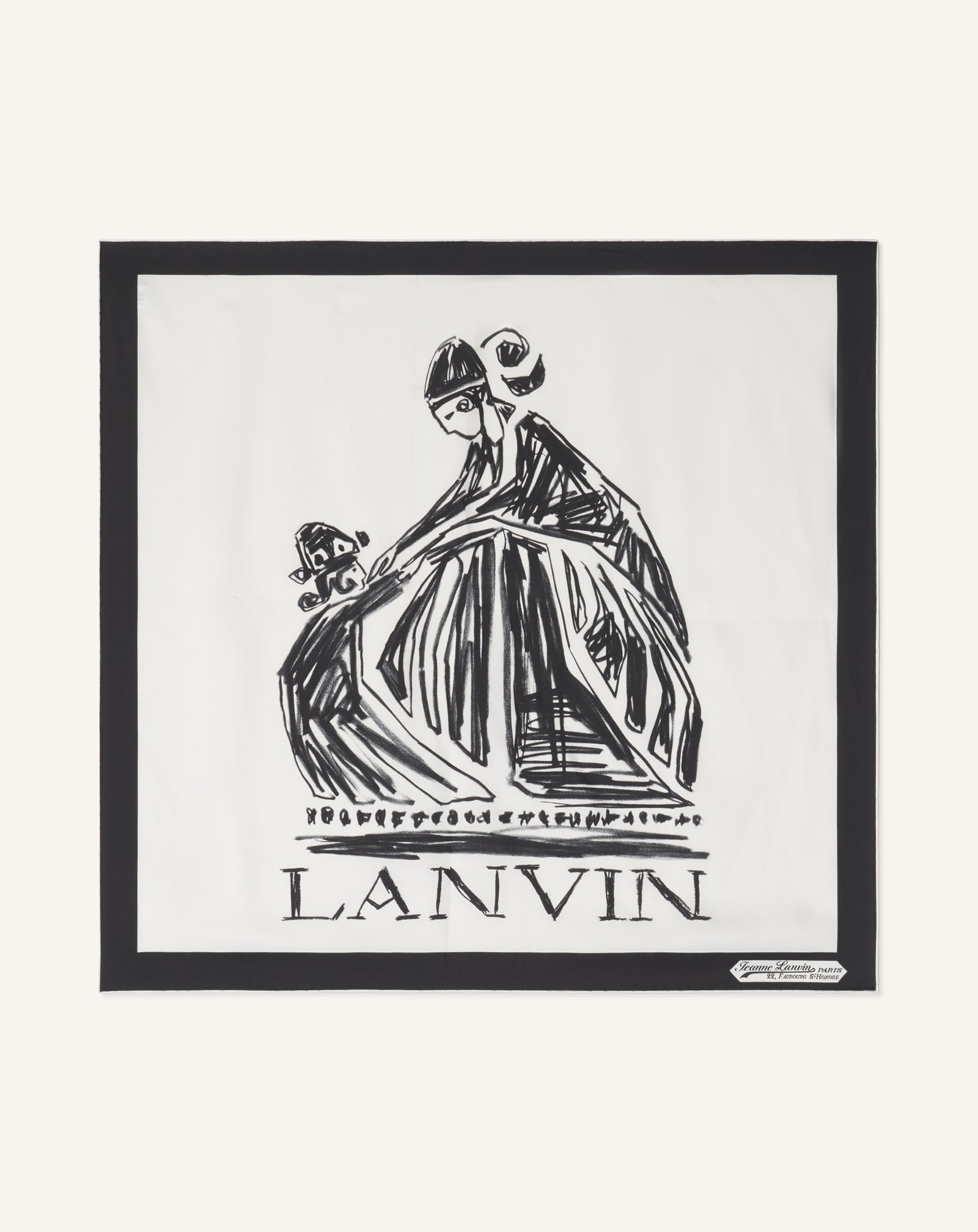 White Mother & Child Printed Silk Scarf