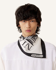 White Mother & Child Printed Silk Scarf