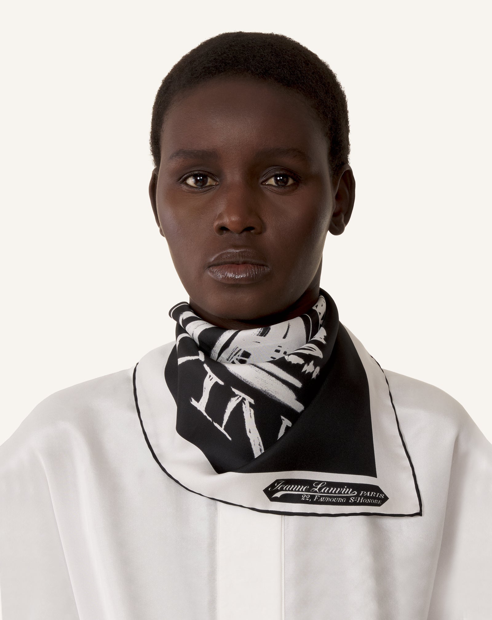 Grey Mother & Child Printed Silk Scarf