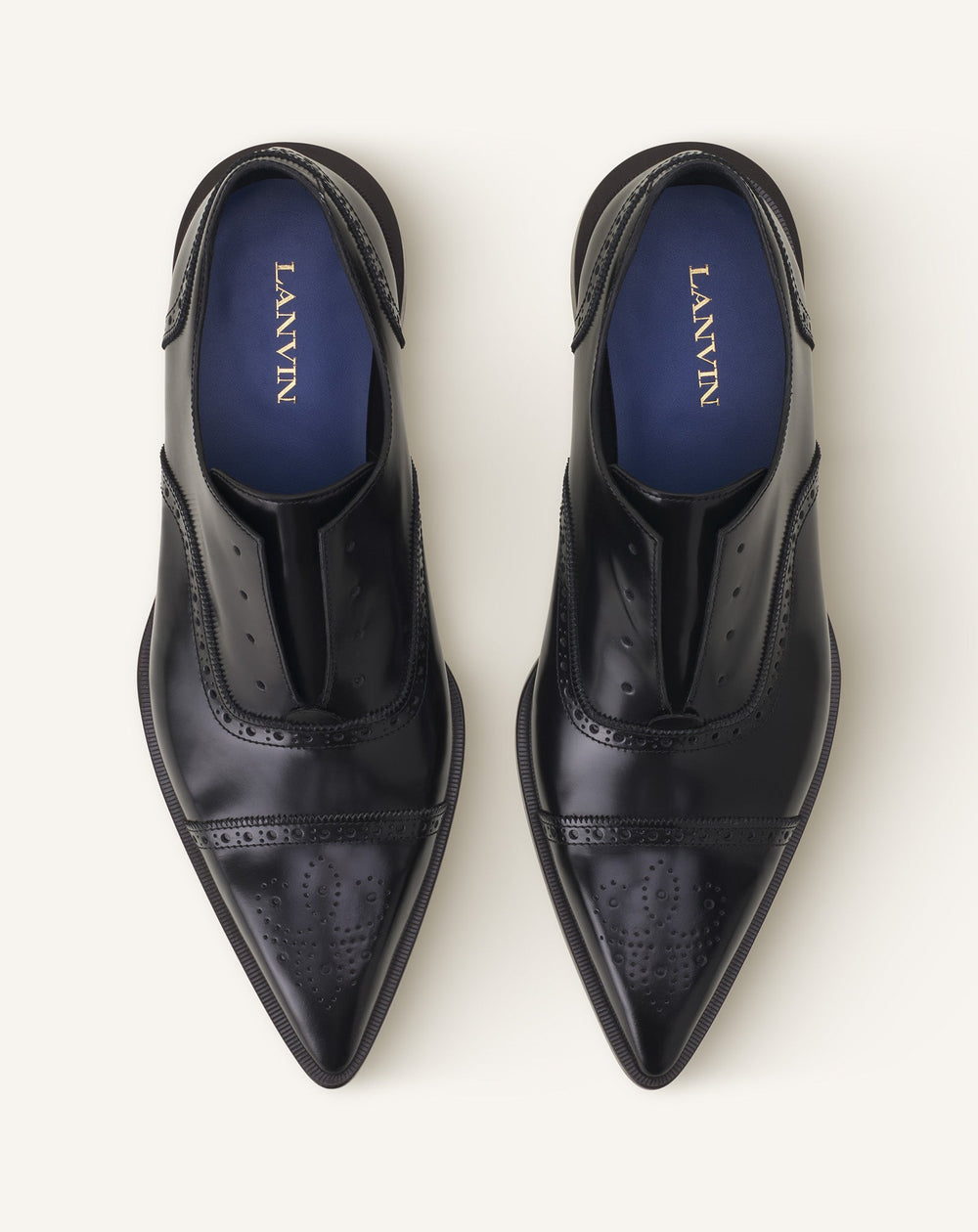 Black Brogue Oxford Shoe In Shiny Leather