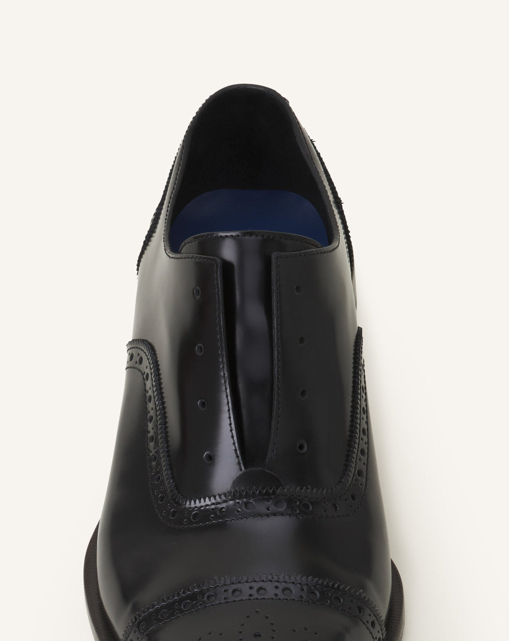 Black Brogue Oxford Shoe In Shiny Leather