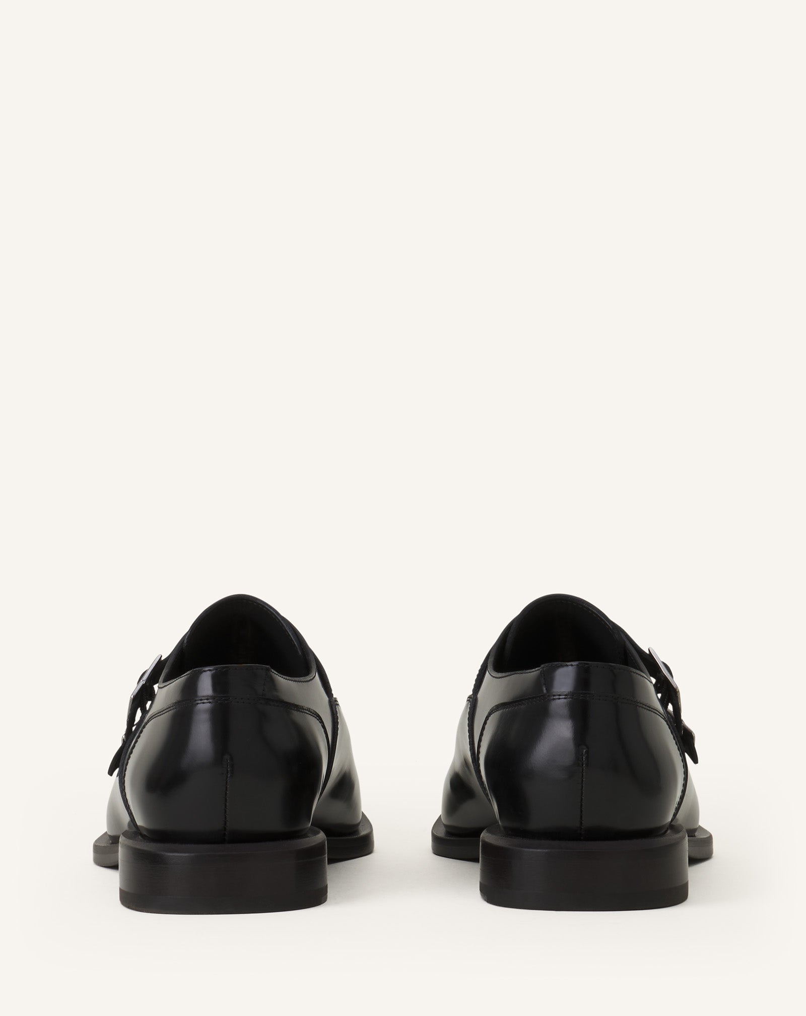 Black Monk Shoes In Glossy Leather