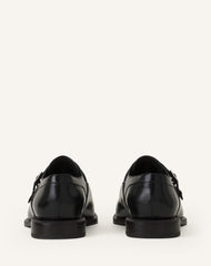 Black Monk Shoes In Glossy Leather