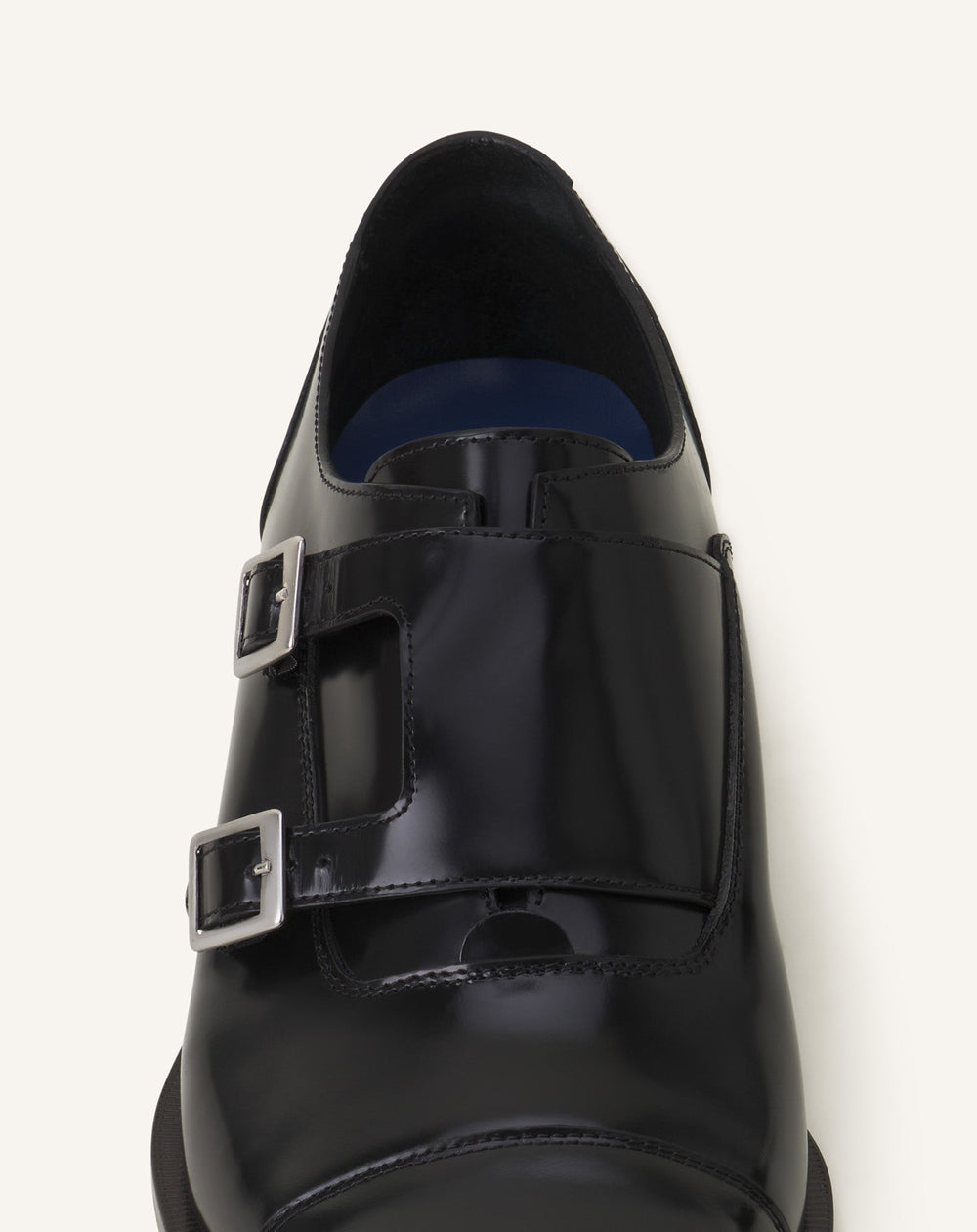Black Monk Shoes In Glossy Leather