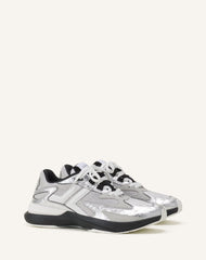Sneakers Jla En Cuir Metallise Froisses Silver