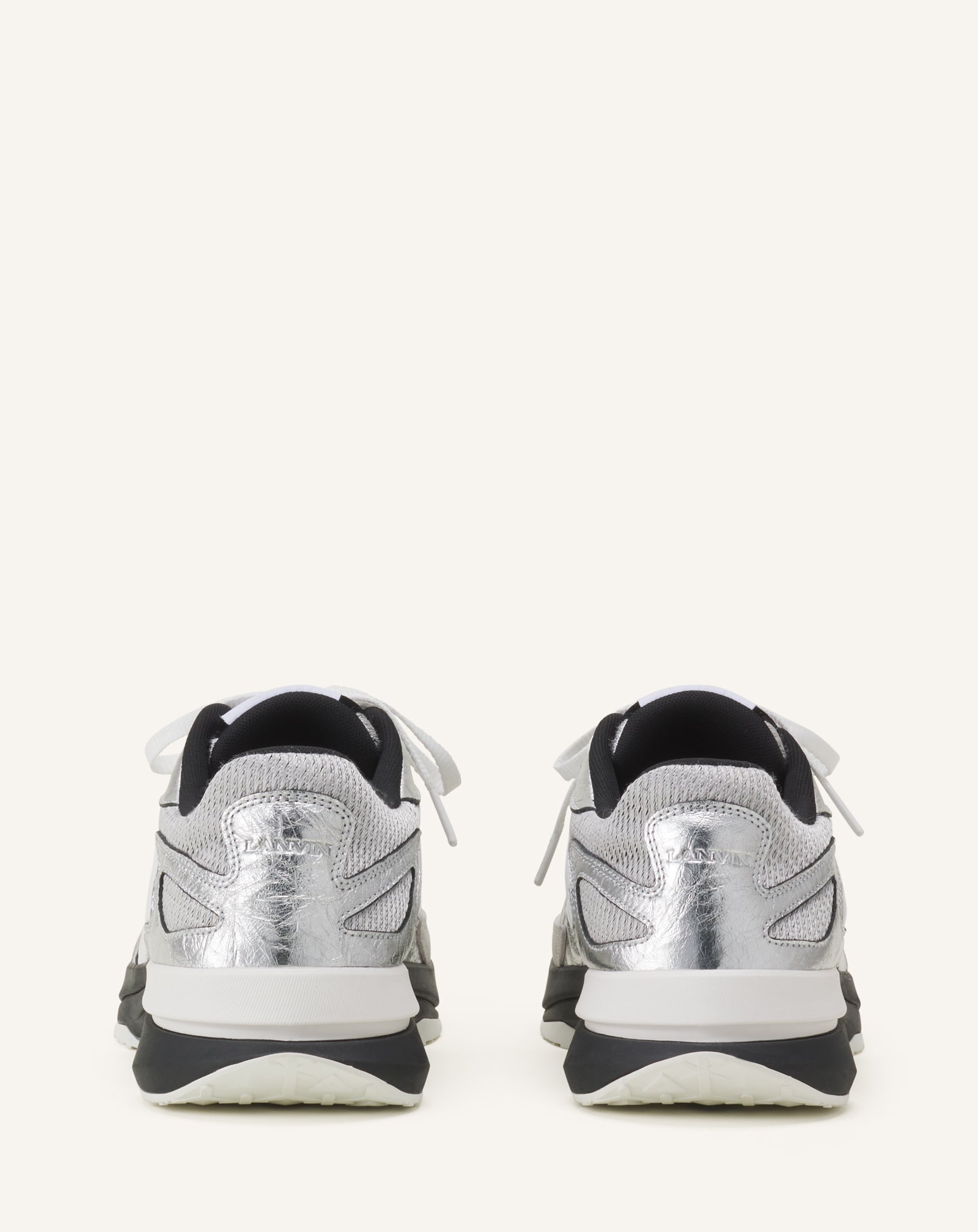 Sneakers Jla En Cuir Metallise Froisses Silver