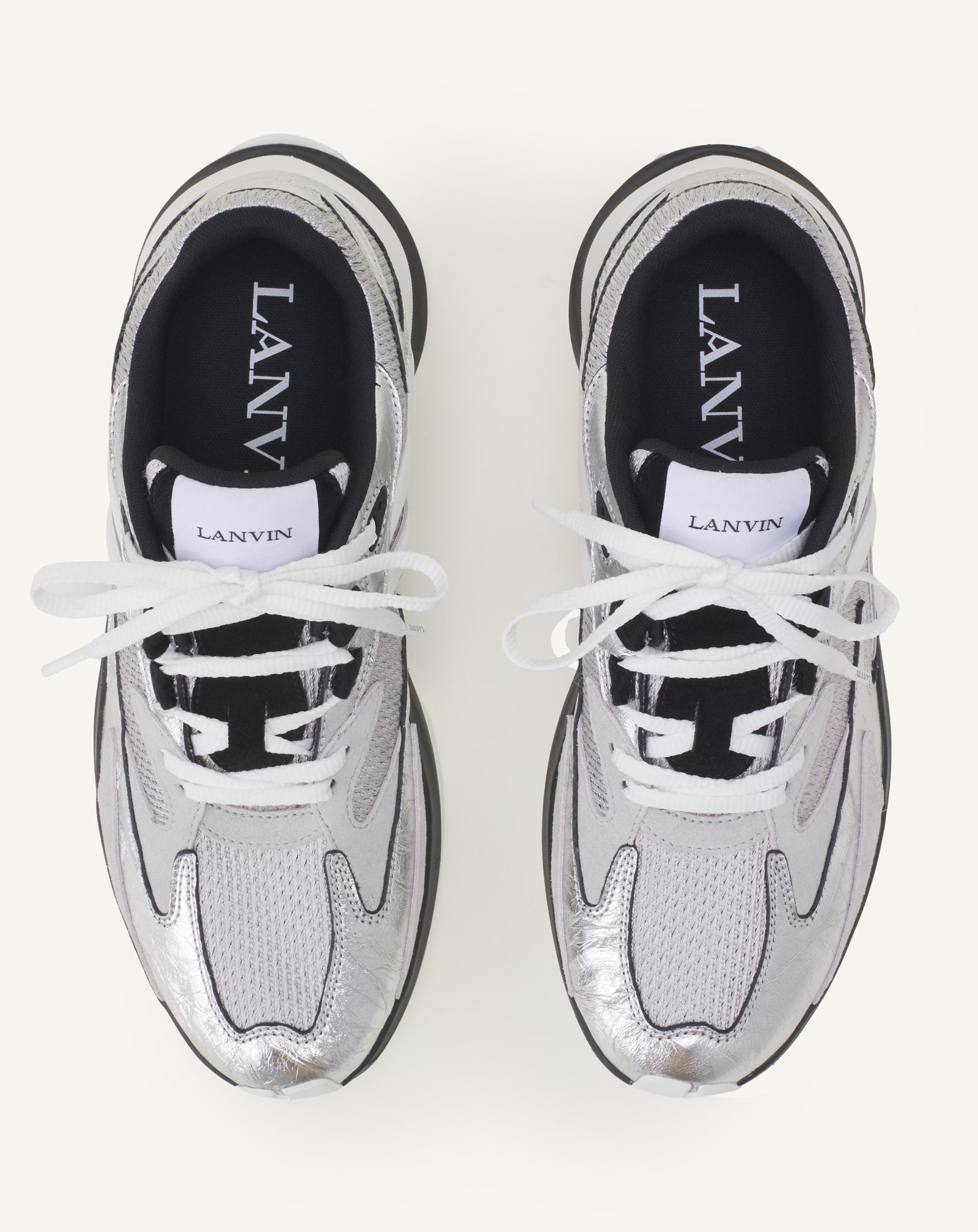 Sneakers Jla En Cuir Metallise Froisses Silver