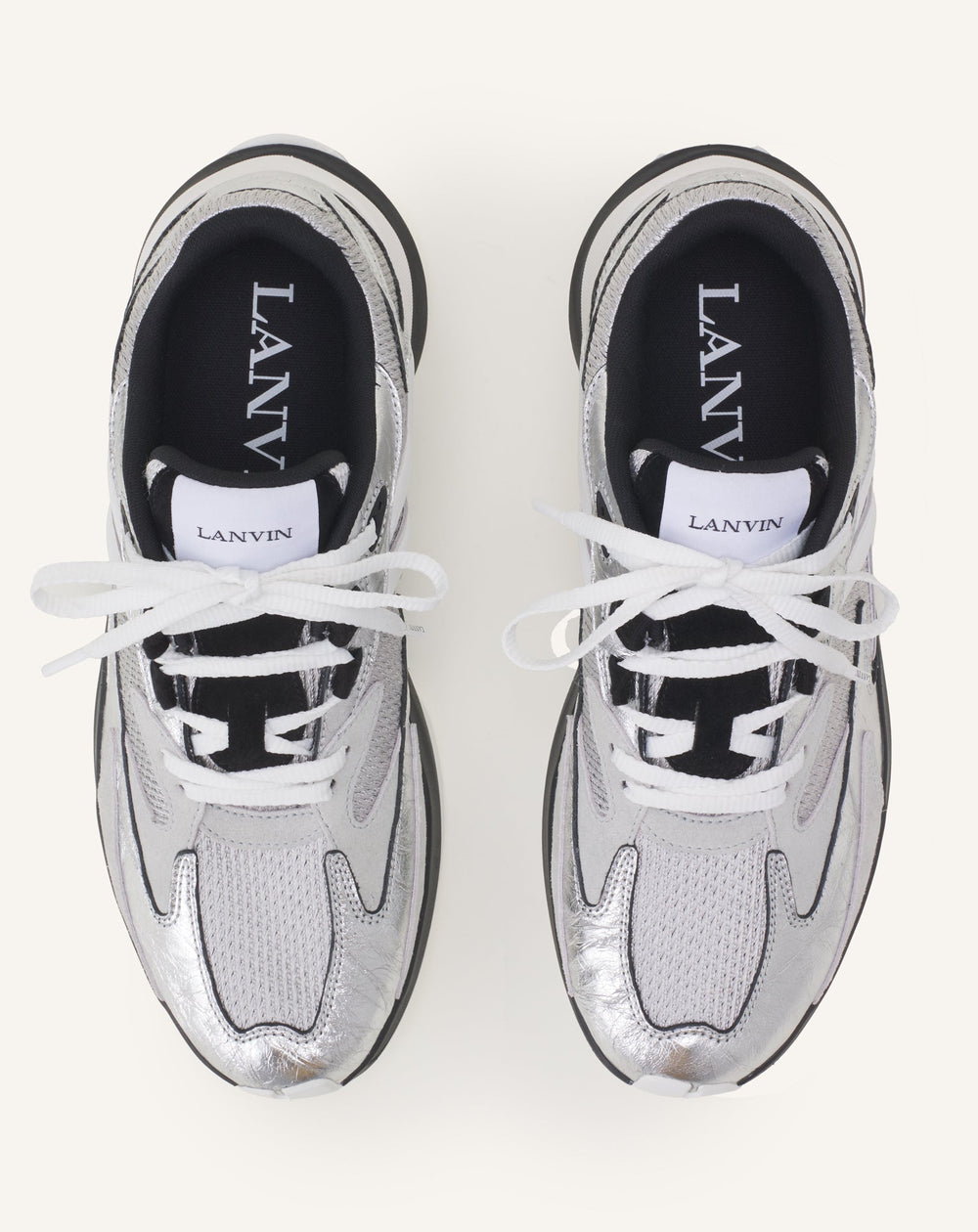 Sneakers Jla En Cuir Metallise Froisses Silver