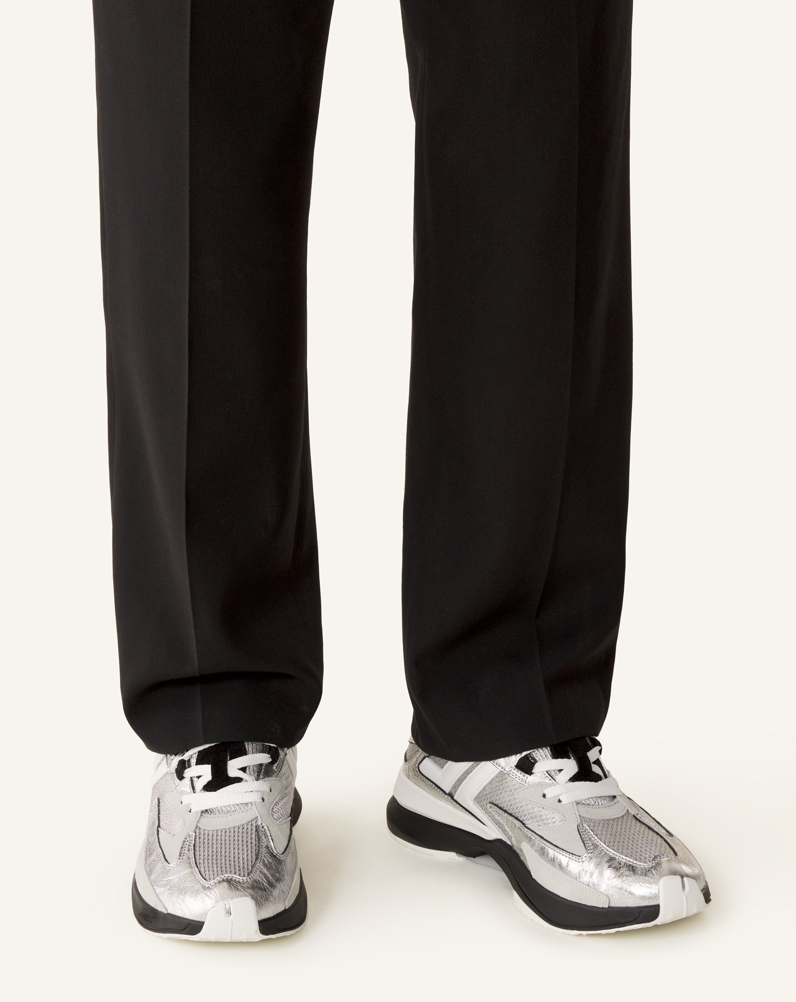 Sneakers Jla En Cuir Metallise Froisses Silver