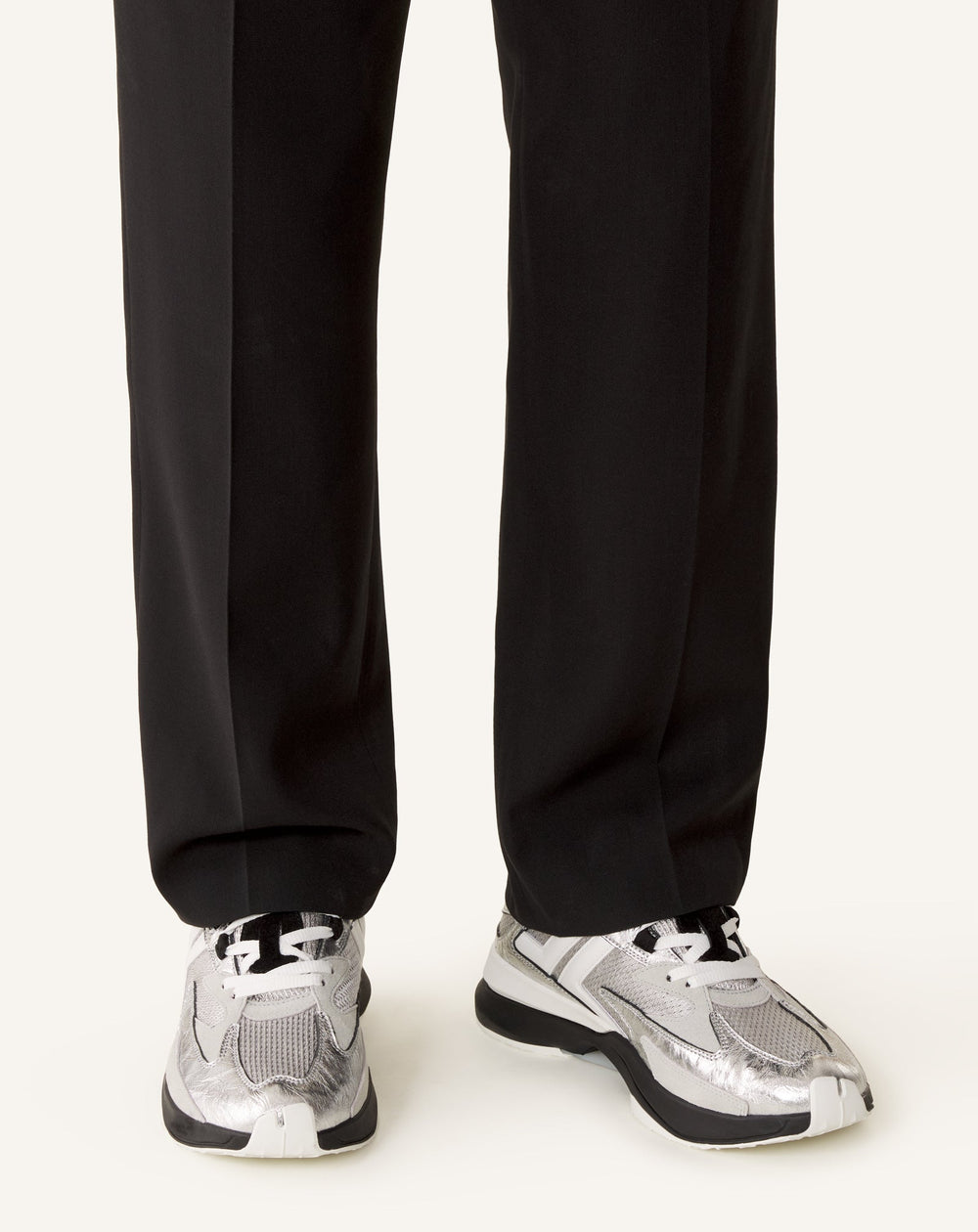 Sneakers Jla En Cuir Metallise Froisses Silver