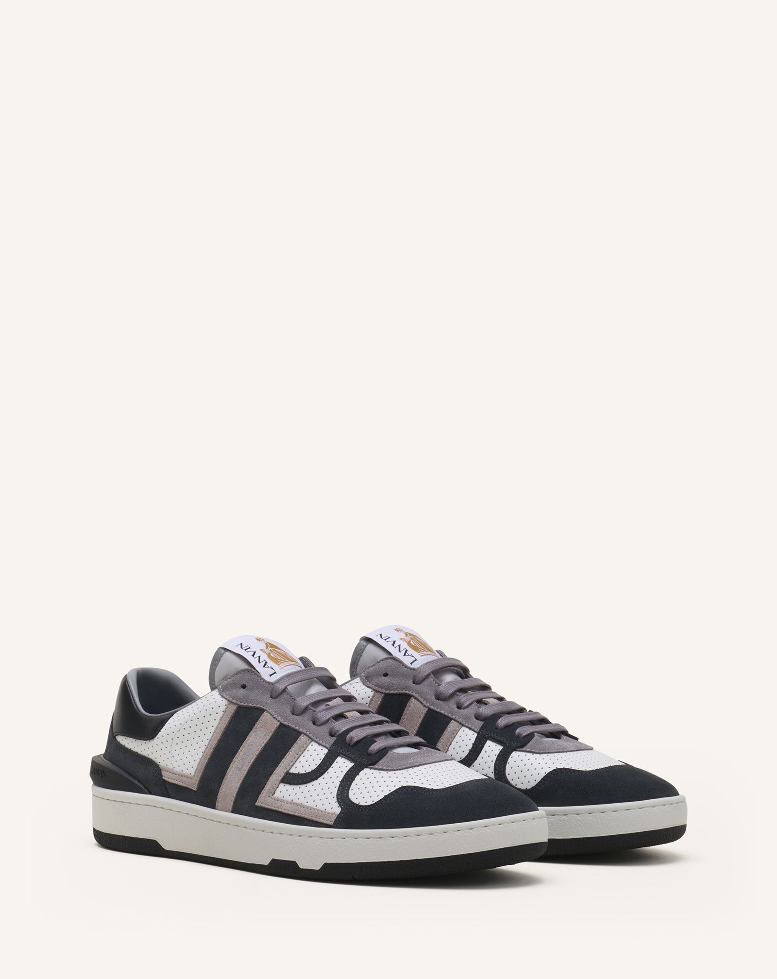 Sneakers Clay En Cuir Perforé Et Suède Black