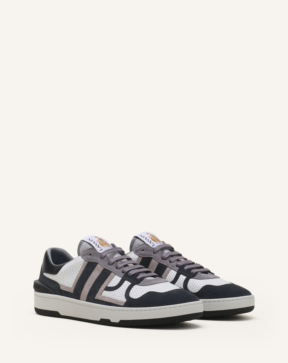 Sneakers Clay En Cuir Perforé Et Suède Black