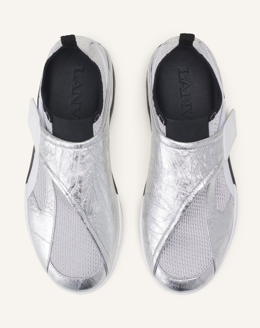 Sneaker Lnv1 En Cuir Metallise Froisse Black