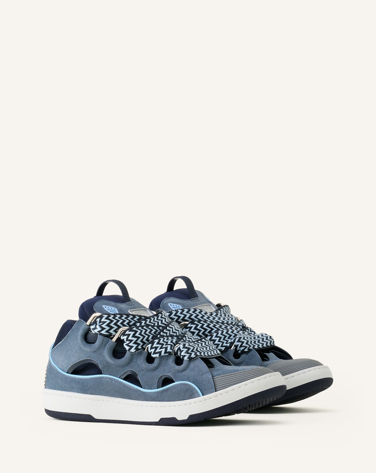 Grey Curb Leather Sneakers